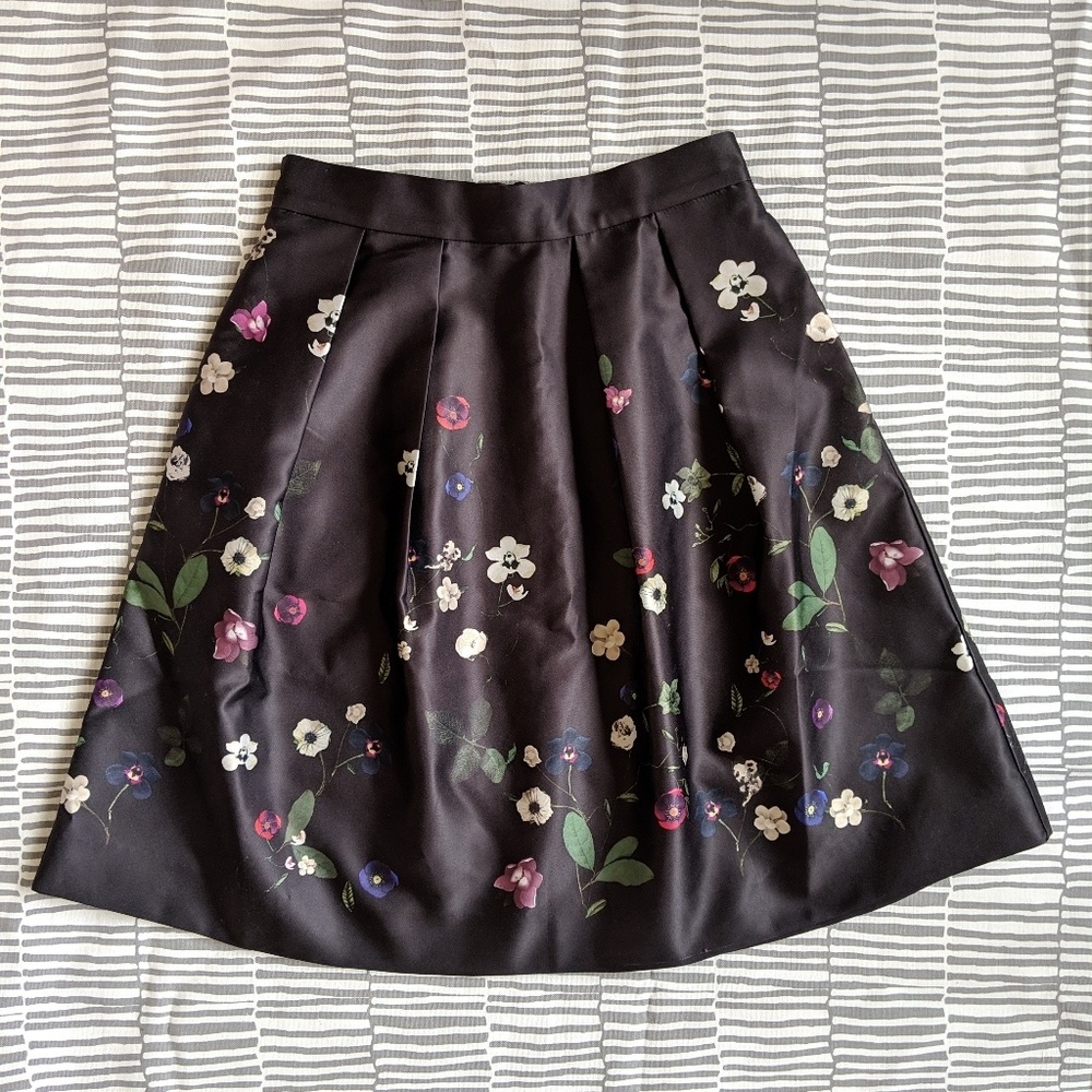 H&M Black Satin Flower Skirt
